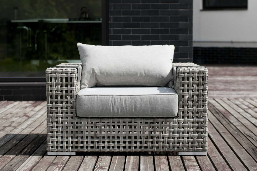 "Тито" кресло из искусственного ротанга, цвет серый