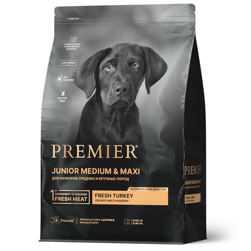 Сухой корм PREMIER Dog для юниоров средних и крупных пород с индейкой - 1 кг