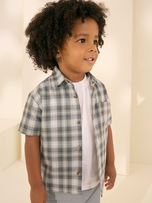 Рубашка с коротким рукавом для мальчика Next AD1-668, Черный, Белый