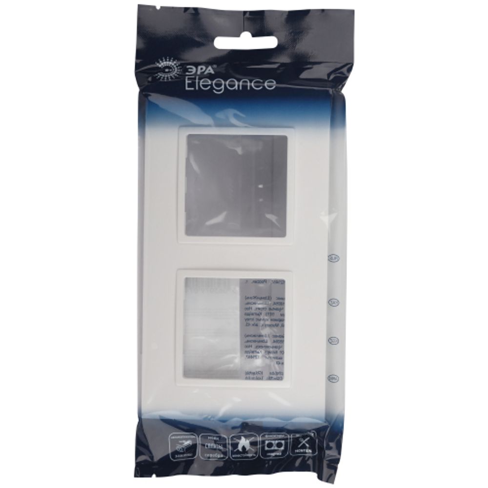 Рамка для розеток и выключателей ЭРА Elegance 14-5012-01 Classic, на 2 поста, белый
