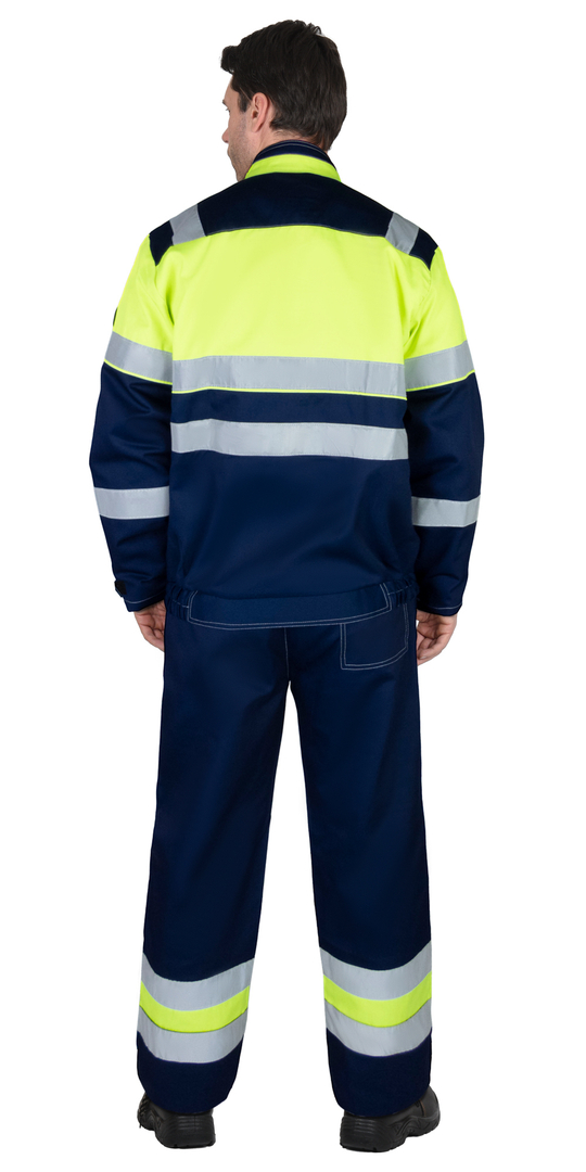 Костюм СИРИУС-НАВИГАТОР-2 куртка, брюки, синий с лимонным и СОП