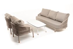 "Верона" лаунж-зона 5-местная плетеная из роупа (веревки), каркас алюминиевый белый, роуп бежевый