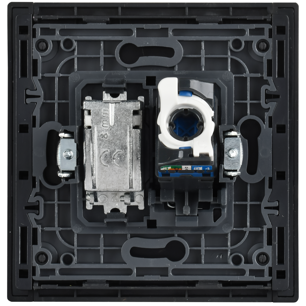 FORTE&PIANO Розетка двойная TV+RJ45 кат.6 FP137M металл черный IEK