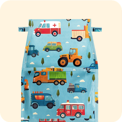 Кармашки для детского сада на липучке. Машинки принт