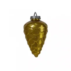 Шишка пластиковая 250 мм., золотая, с глиттером лакированная, BigDecor (801002)