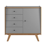 Тумба «Винтаж» 1 дверь 4 ящика серый лак 7042/браун