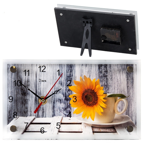 Часы 21 Bek настольные 1323-627 "Подсолнух в чашке"