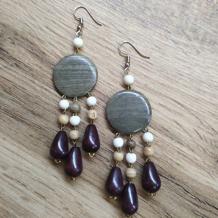 Серьги Облачка, дерево, цвет ассорти, 25x70 мм 313696