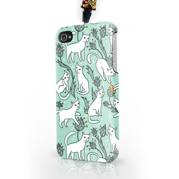 Чехол пластиковый для айфона SE/5/ 5S "Кошачий сад" с ланъярдом