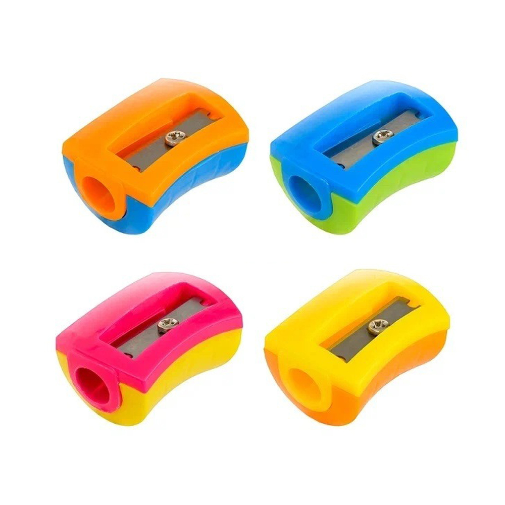 Точилка Basir, одинарная, серия "Изгиб", двухцветная, закругленный корпус, размер 3*2 см