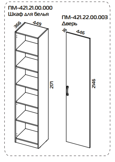 Бостон ПМ-421.21 Шкаф для белья Синий
