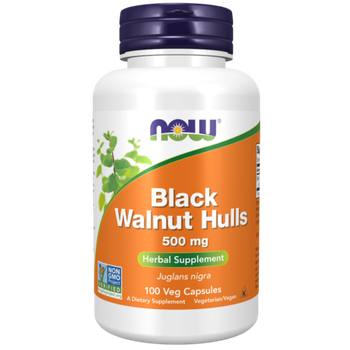 Now Foods Black walnut hulls 500 mg 100 veg capsules, Экстракт зеленой оболочки черного ореха