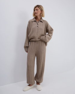 Брюки из смесового кашемира какао