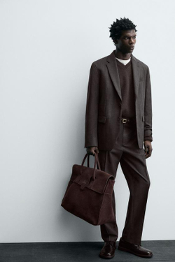 ZARA КОСТЮМНЫЕ БРЮКИ ИЗ 100% ШЕРСТИ — LIMITED EDITION, ТЕМНО-КОРИЧНЕВЫЙ