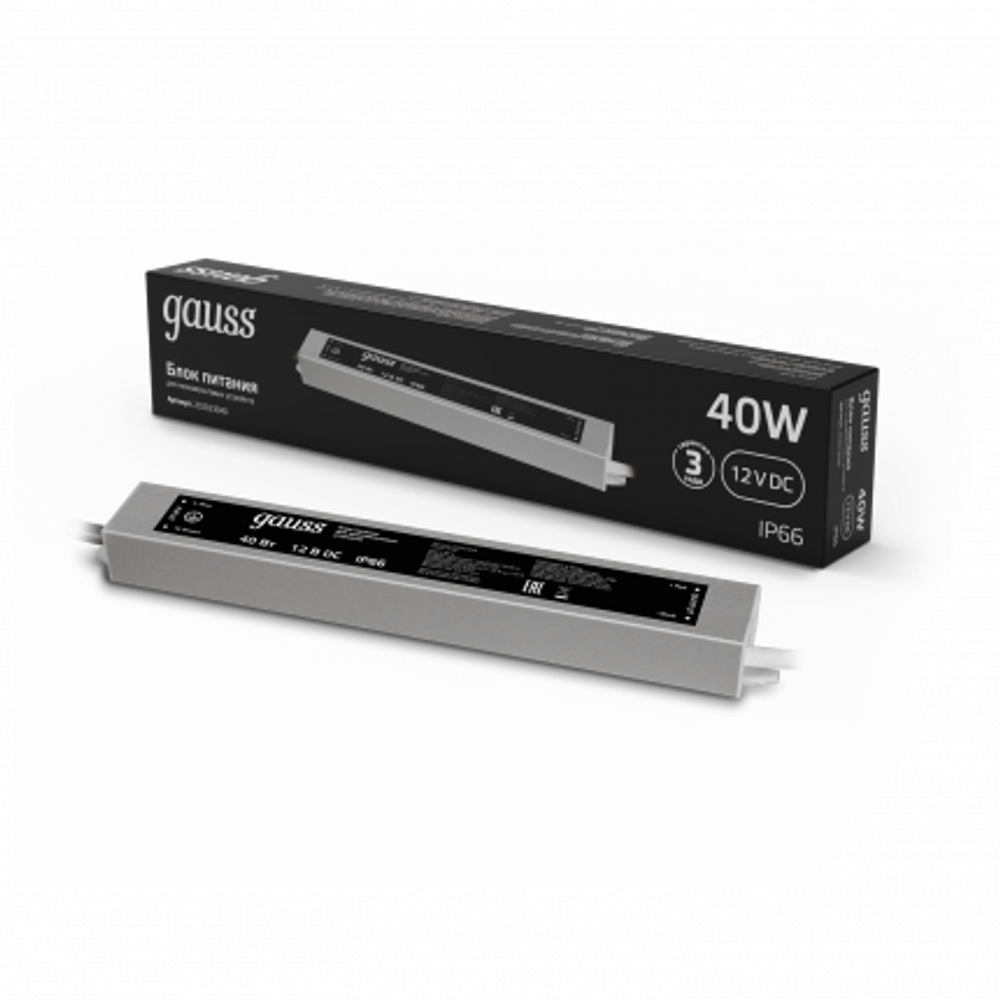 Блок питания Gauss 40W 12V IP67 PC202023040