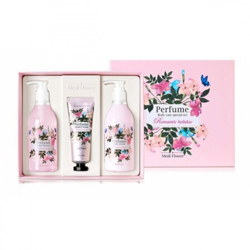 Medi Flower Body Care Special Set Perfume Romantic Holiday Набор средств для ухода за телом c цветочным ароматом, 300/300 мл /80 гр