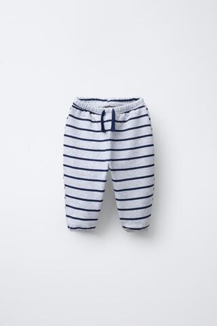 ZARA ДЖОГГЕРЫ ИЗ МЯГКОЙ ТКАНИ В ПОЛОСКУ, СЕРЫЙ/СИНИЙ