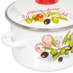 Кастрюля сталь, эмал, 3 л, с крыш, Сиб товары, Оливки и черри, 3MD181M, индукц