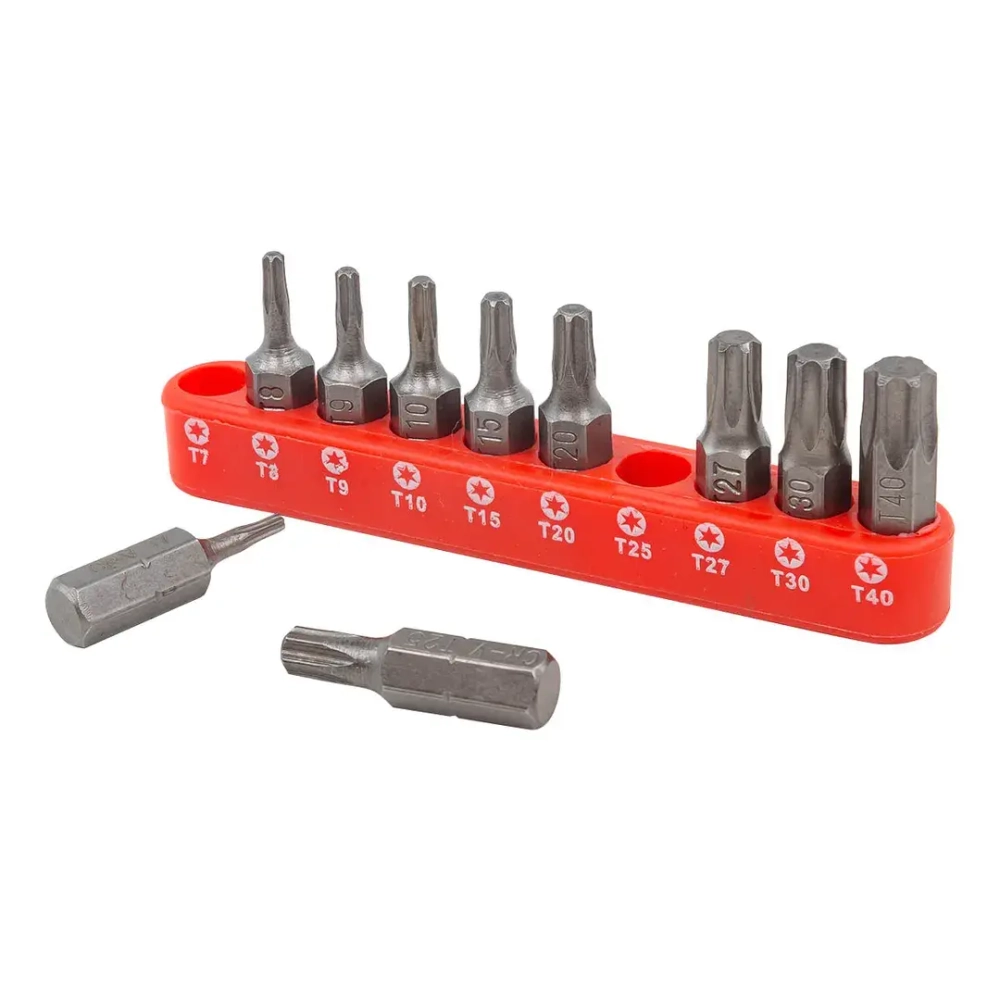 Набор бит TORX 10пр. 1/4''(T 7,8,9,10,15,20,25,27,30,40-25мм),в блистере Forsage F-21022