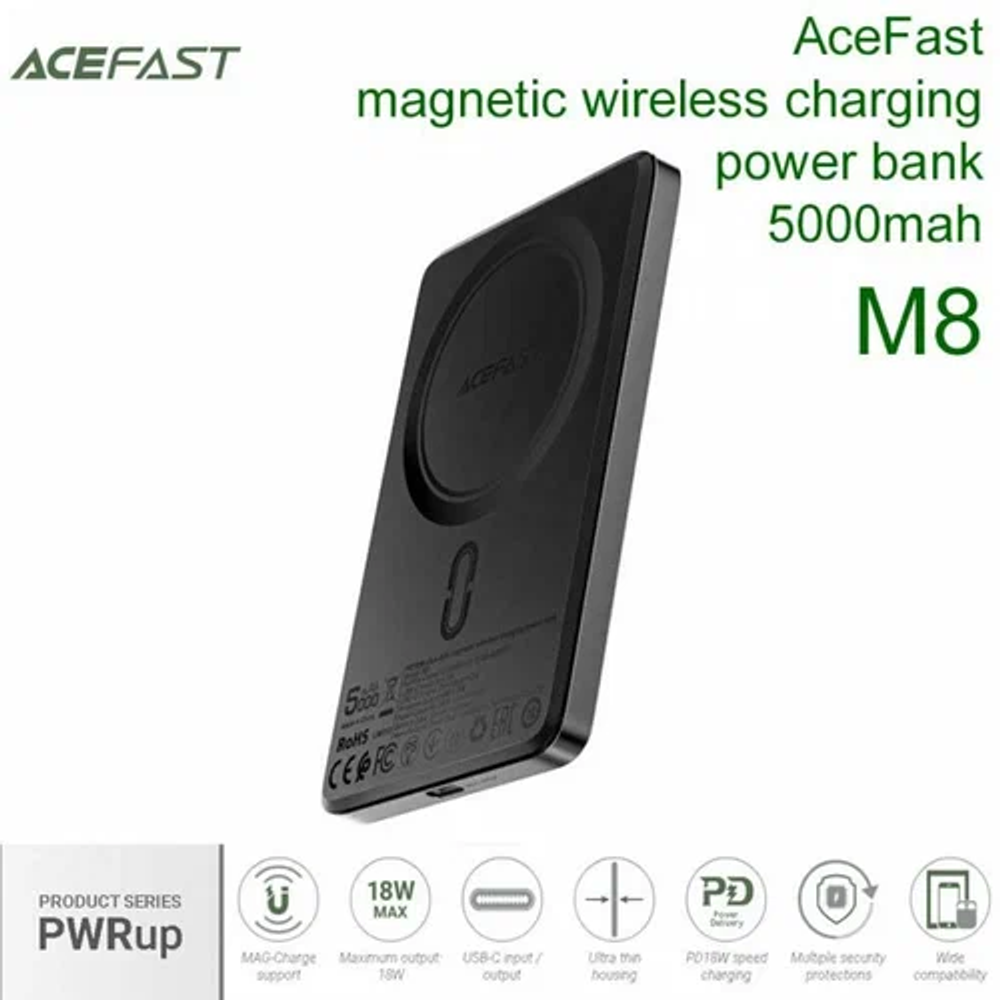 M8-5000 PD18W ultra-thin magnetic wireless charging power bank