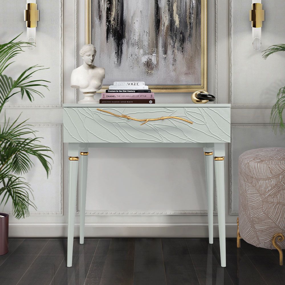 Консоль Арт Колор leaves Классик Голд Серый дым