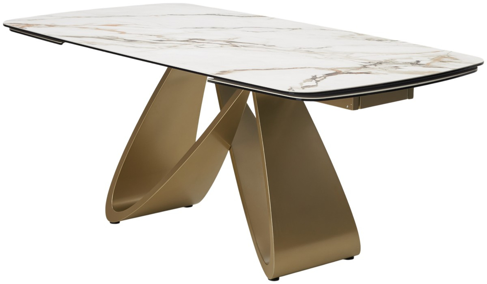 Стол М-City DISAUR Паласио (Palacio) 180 Kl-188 Контрастный мрамор матовый, Итальянская керамика, Шампань