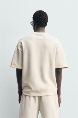 ZARA ТОЛСТОВКА RELAXED FIT ИЗ ИНТЕРЛОКА, ЖЕЛТОВАТО-БЕЛЫЙ