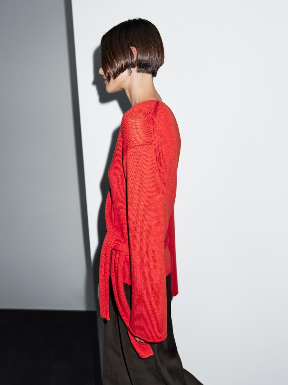 Massimo Dutti Кардиган с поясом, красный