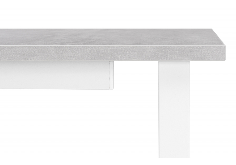 Стол деревянный Woodville раскладной Лота Лофт 120(160)х75 бетон светлый, белый матовый, ножки белые