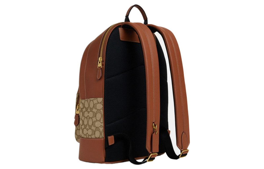 COACH X Disney Collaboration Fabric With Leather Backpack Large Unisex Khaki & Brown