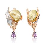 Незаурядные серьги с английским замком из комбинированного золота c аметистом Артикул: 02-4894-00-203-1140