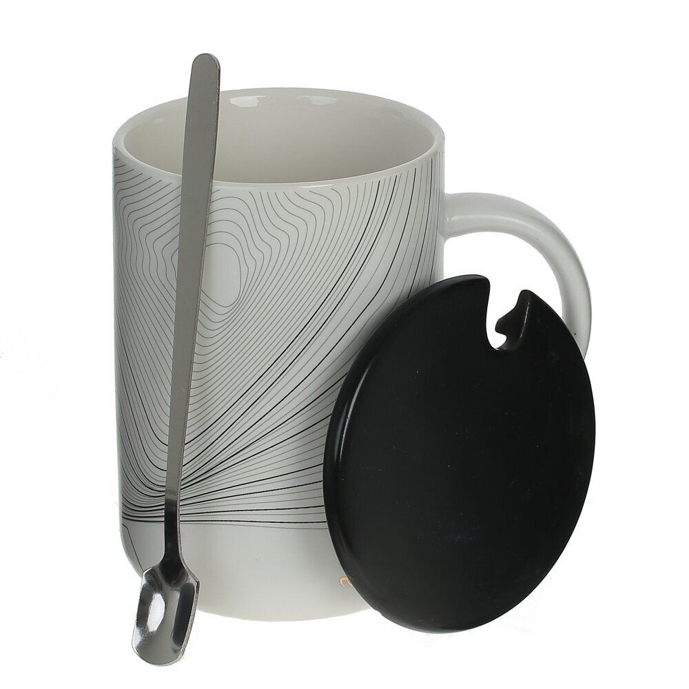 GAEM Кружка с крышкой и ложкой, 400 мл, L12 W8 H11,5 см, 4в.