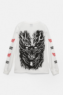 PULL&BEAR Футболка с длинными рукавами "Stranger Things", желтовато-белый