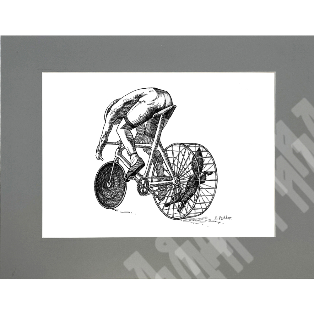 Пешков Р.В. Велогонщик.  Бумага, тушь, перо. Россия 2011г.