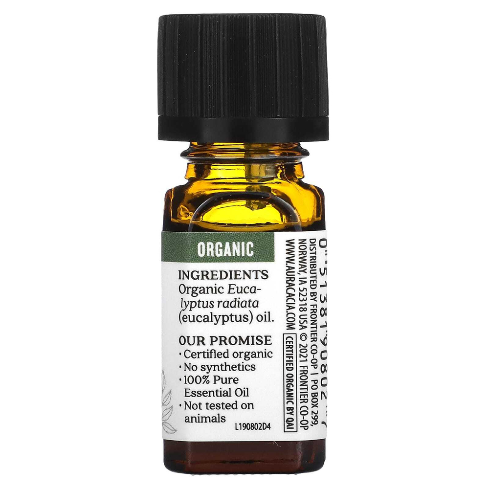 Aura Cacia, чистое эфирное масло, органический эвкалипт, 7,4 мл (0,25 жидк. унции)