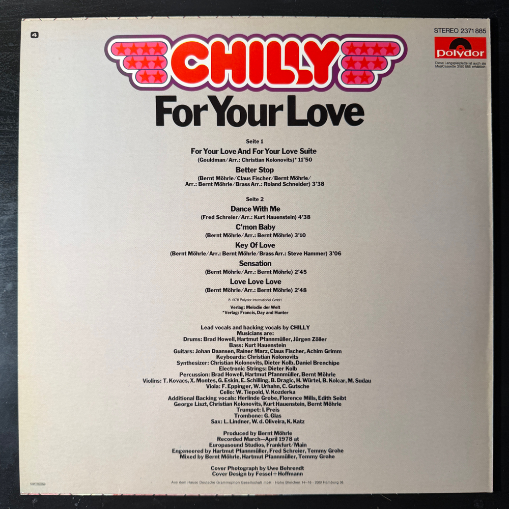 Chilly ‎– For Your Love (Скандинавия 1978г.)
