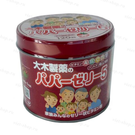 Витамины для детей со вкусом клубники Papa Jelly (красная банка), 120 штук