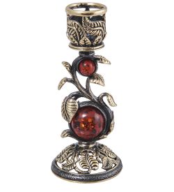 Народные промыслы AM-4037 Подсвечник «Лоза» (латунь, янтарь)