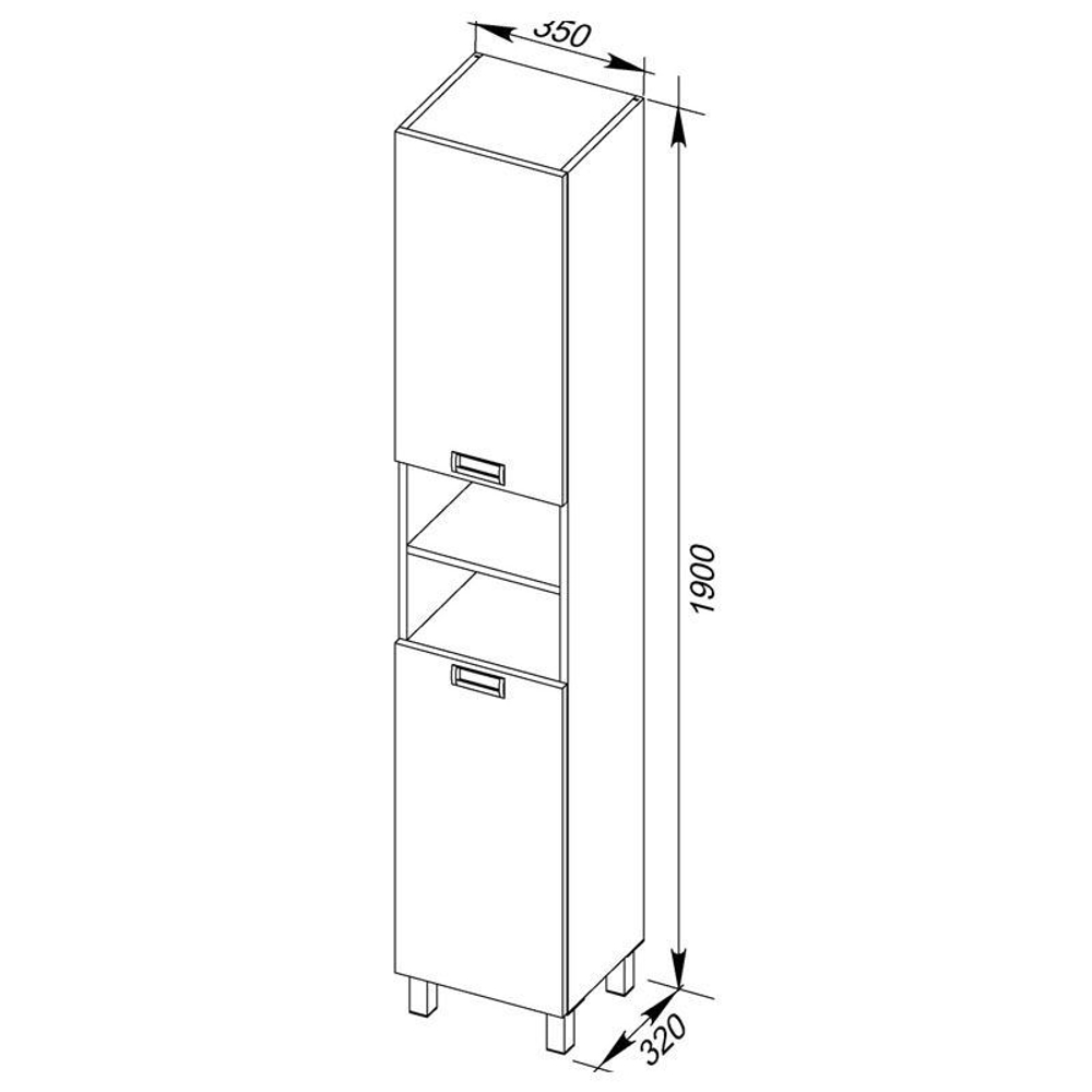 Шкаф-пенал для ванной Aquanet Адель 35 белый
