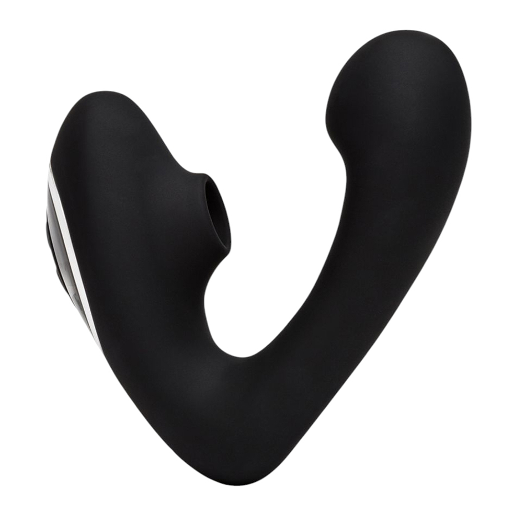 Черный вибромассажер 12,5см с двойной стимуляцией Fifty Shades of Grey Greedy Girl Duet Dual Stimulator with Clitoral Suction