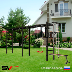 Уличная шведская стенка Sv Sport рукоход х 2 У51811 (Турник/Брусья/Скамья/"Лодочка"/Кронш бокс/Канат/кольца/лестница)