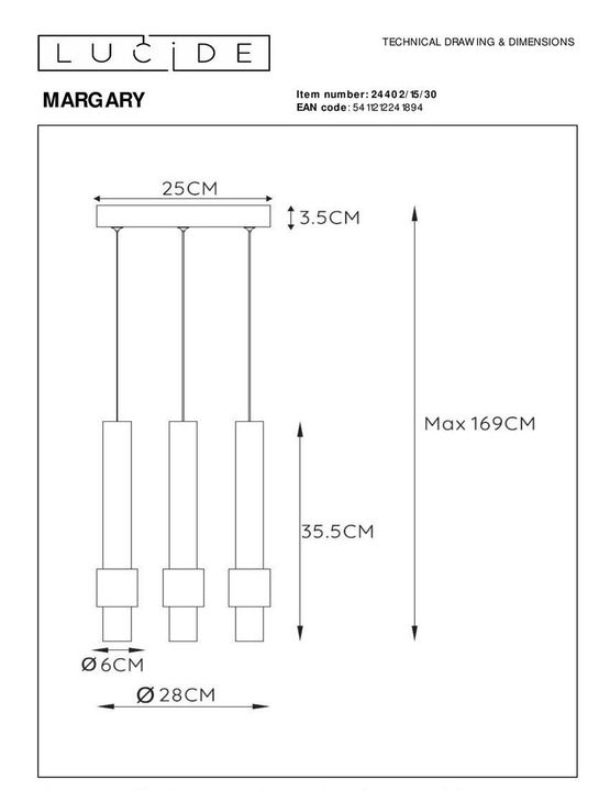 Подвесная светодиодная люстра Lucide Margary 24402/15/30
