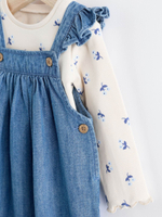 Комбинезон и боди в комплекте для девочки Next Q94-781, Синий, Молочный