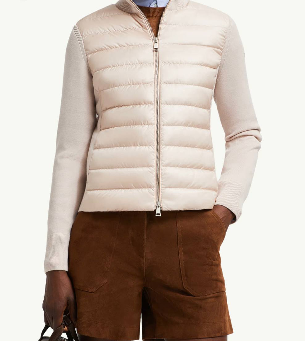 Утеплённый шерстяной жакет на молнии с пухом от Moncler