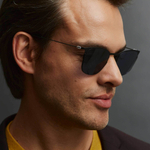 Черные солнцезащитные очки из титана с темно-синими линзами. Модель 11