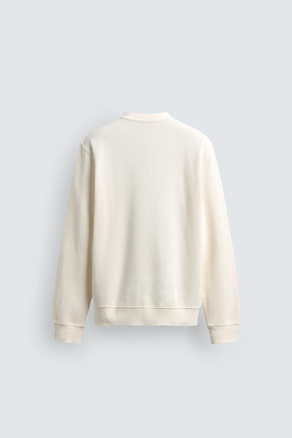 ZARA ФУТБОЛКА С РЕЛЬЕФНОЙ ТКАНЬЮ И ВОРОТНИКОМ НА ПУГОВИЦАХ, СВЕТЛО-БЕЖЕВЫЙ