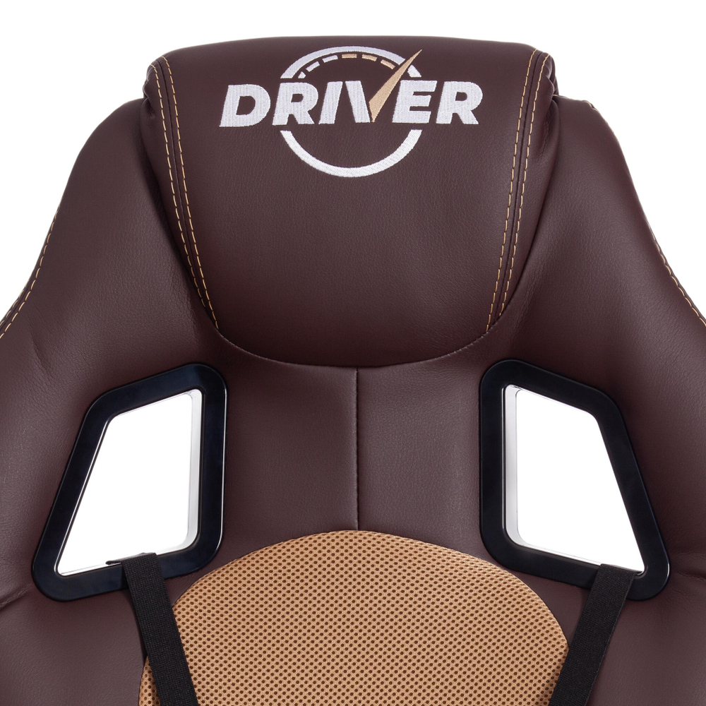 Кресло DRIVER (22) кож/зам/ткань, коричневый/бронза, 36-36/TW-21