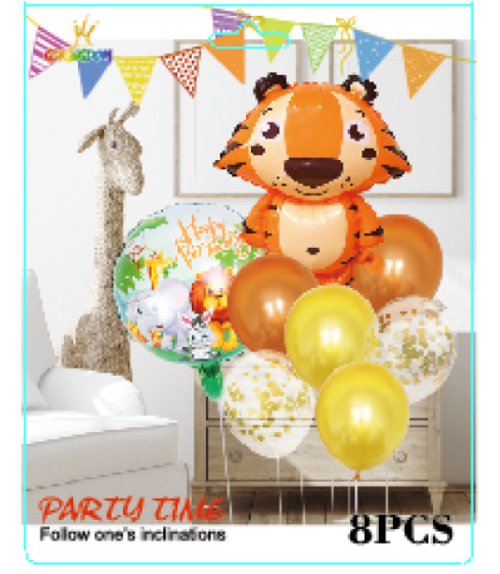 Шар надувной Тигр 8 шт. латекс/фольга (201554584)