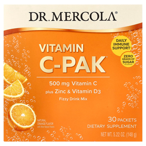 Dr. Mercola, Vitamin C-PAK®, со вкусом натурального апельсина, 30 пакетиков по 4,93 г (0,17 унции)