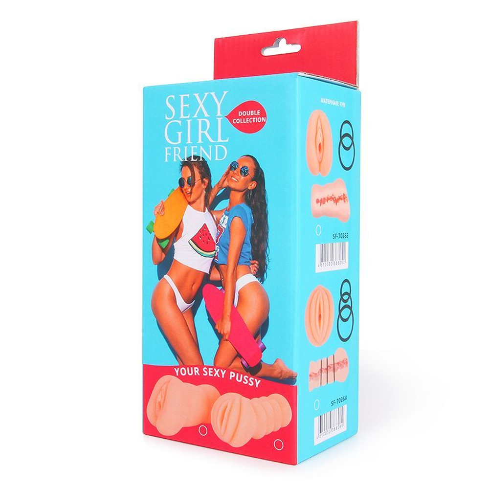 Телесный мастурбатор-вагина с 2 эрекционными кольцами (Цвет: телесный)